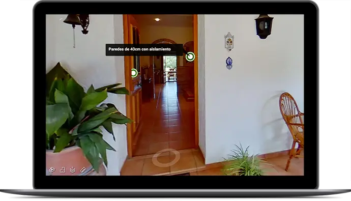 Vista de las etiquetas interactivas del tour Matterport